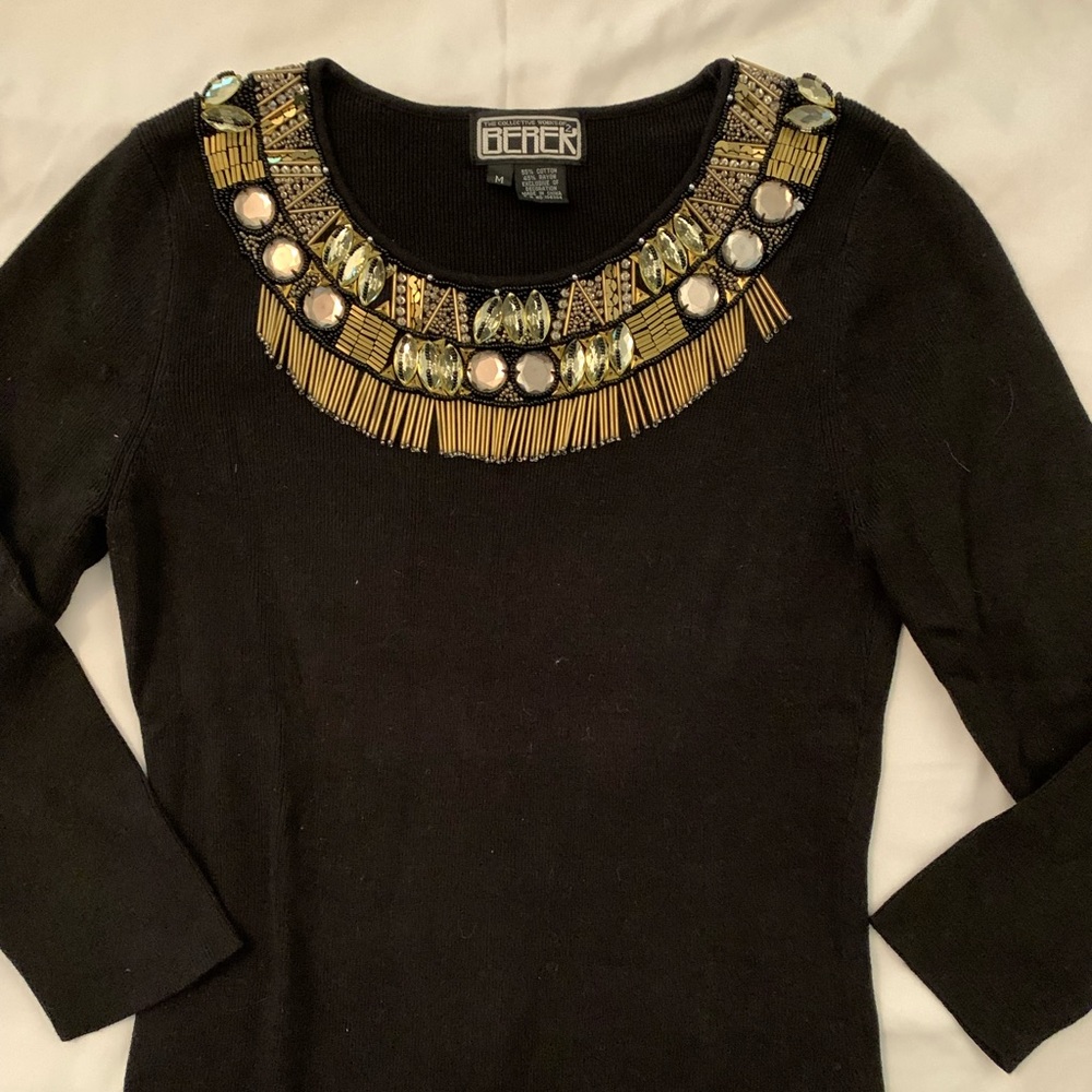 Berek black sweater with gorgeous beading!  EUC!!